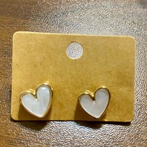 Gold and White Heart Fashion Earrings